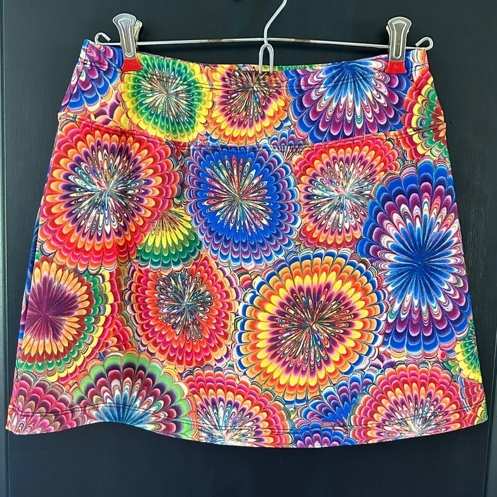 B Skins Multicolor Floral Rainbow Golf Skorts Skirt Women Bright Size Small
